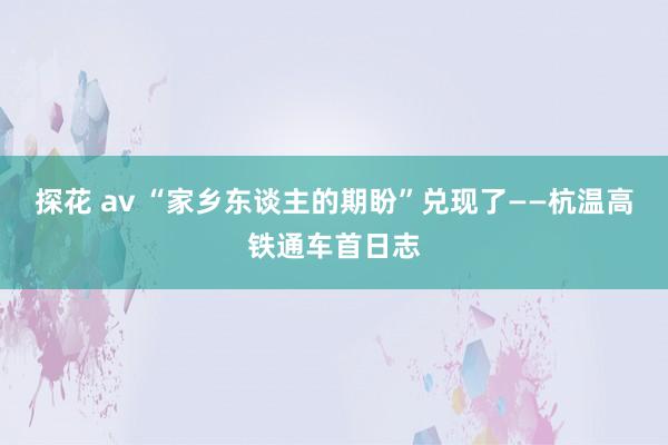 探花 av “家乡东谈主的期盼”兑现了——杭温高铁通车首日志