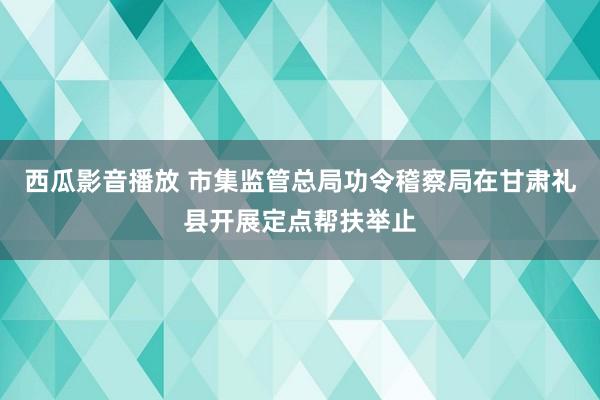 西瓜影音播放 市集监管总局功令稽察局在甘肃礼县开展定点帮扶举止