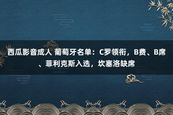 西瓜影音成人 葡萄牙名单：C罗领衔，B费、B席、菲利克斯入选，坎塞洛缺席