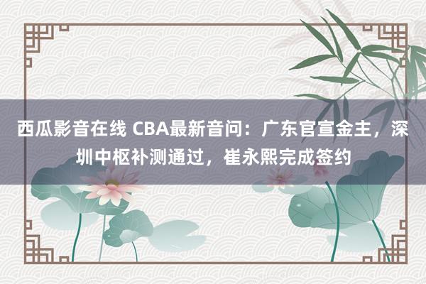 西瓜影音在线 CBA最新音问：广东官宣金主，深圳中枢补测通过，崔永熙完成签约