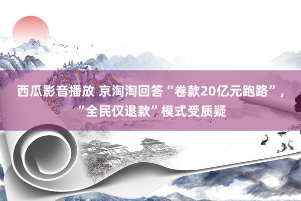 西瓜影音播放 京淘淘回答“卷款20亿元跑路”，“全民仅退款”模式受质疑