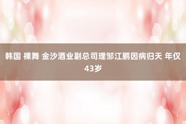 韩国 裸舞 金沙酒业副总司理邹江鹏因病归天 年仅43岁