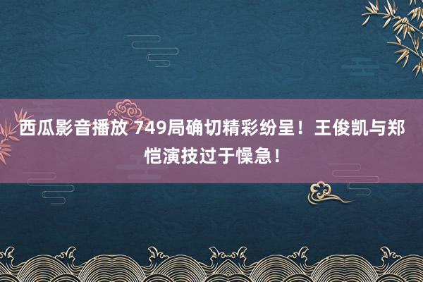 西瓜影音播放 749局确切精彩纷呈！王俊凯与郑恺演技过于懆急！