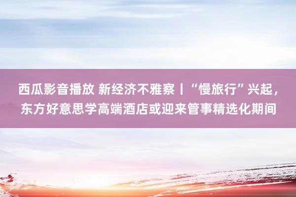 西瓜影音播放 新经济不雅察丨“慢旅行”兴起，东方好意思学高端酒店或迎来管事精选化期间