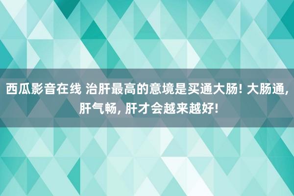 西瓜影音在线 治肝最高的意境是买通大肠! 大肠通， 肝气畅， 肝才会越来越好!