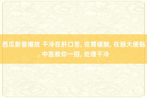 西瓜影音播放 干冷在肝口苦， 在胃嗳酸， 在肠大便黏， 中医教你一招， 处理干冷