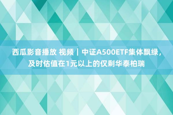 西瓜影音播放 视频｜中证A500ETF集体飘绿，及时估值在1元以上的仅剩华泰柏瑞