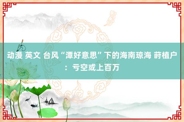 动漫 英文 台风“潭好意思”下的海南琼海 莳植户：亏空或上百万