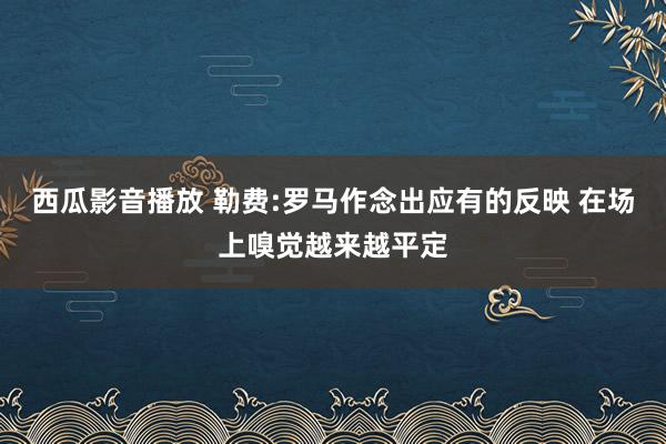 西瓜影音播放 勒费:罗马作念出应有的反映 在场上嗅觉越来越平定