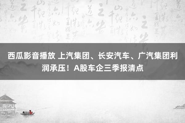 西瓜影音播放 上汽集团、长安汽车、广汽集团利润承压！A股车企三季报清点