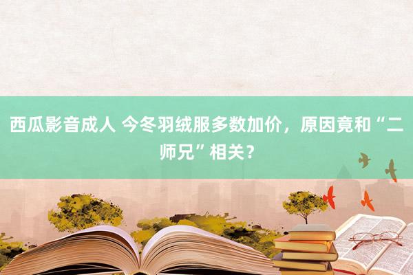 西瓜影音成人 今冬羽绒服多数加价，原因竟和“二师兄”相关？