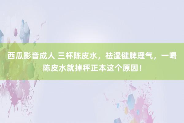 西瓜影音成人 三杯陈皮水，祛湿健脾理气，一喝陈皮水就掉秤正本这个原因！