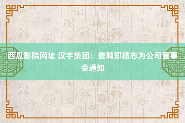 西瓜影院网址 汉宇集团：遴聘郑扬志为公司董事会通知