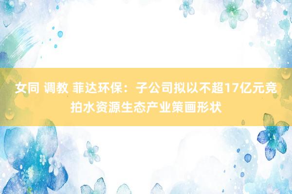 女同 调教 菲达环保：子公司拟以不超17亿元竞拍水资源生态产业策画形状