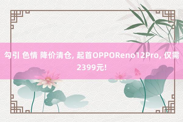 勾引 色情 降价清仓， 起首OPPOReno12Pro， 仅需2399元!