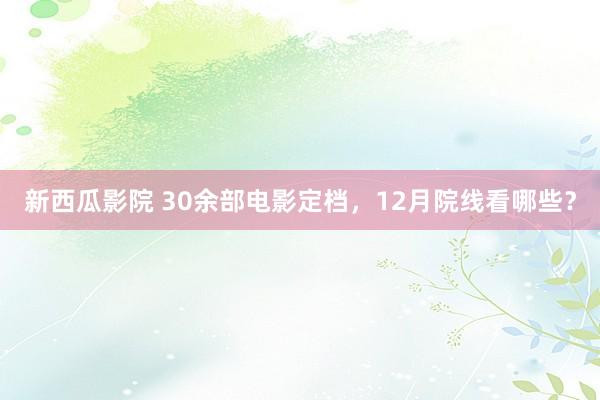 新西瓜影院 30余部电影定档，12月院线看哪些？