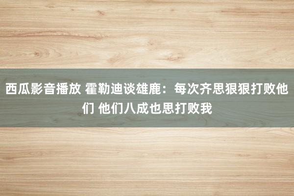 西瓜影音播放 霍勒迪谈雄鹿：每次齐思狠狠打败他们 他们八成也思打败我