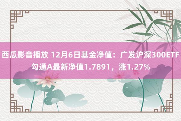 西瓜影音播放 12月6日基金净值：广发沪深300ETF勾通A最新净值1.7891，涨1.27%