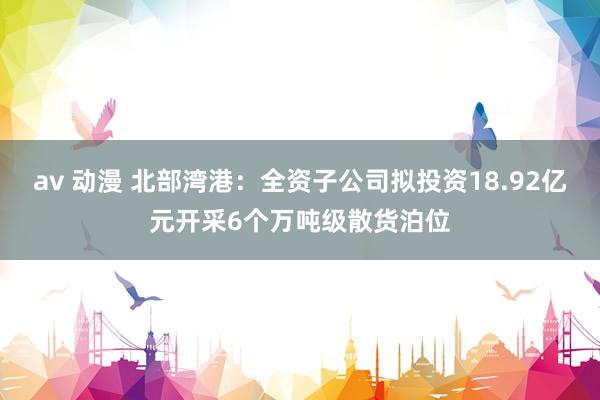 av 动漫 北部湾港：全资子公司拟投资18.92亿元开采6个万吨级散货泊位