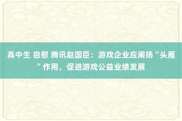 高中生 自慰 腾讯赵国臣：游戏企业应阐扬“头雁”作用，促进游戏公益业绩发展