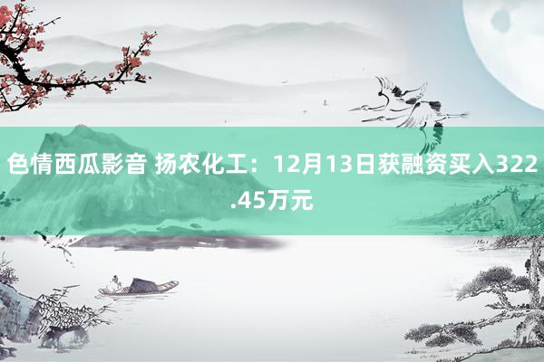 色情西瓜影音 扬农化工：12月13日获融资买入322.45万元