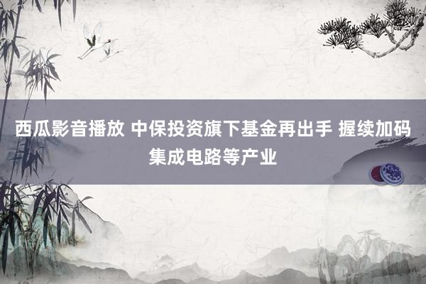 西瓜影音播放 中保投资旗下基金再出手 握续加码集成电路等产业