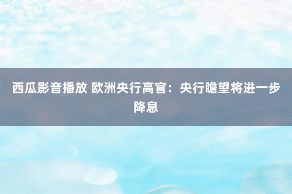 西瓜影音播放 欧洲央行高官：央行瞻望将进一步降息