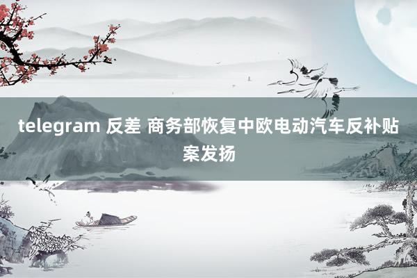 telegram 反差 商务部恢复中欧电动汽车反补贴案发扬