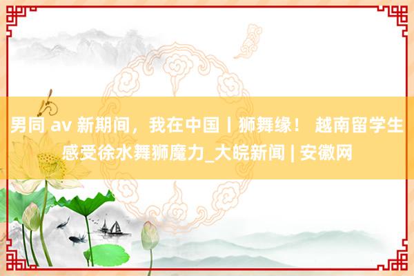 男同 av 新期间，我在中国丨狮舞缘！ 越南留学生感受徐水舞狮魔力_大皖新闻 | 安徽网